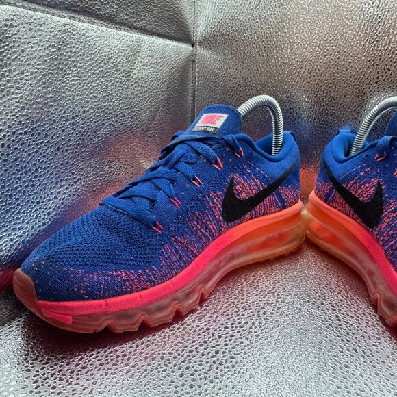 Size 7.5 Nike Airmax Flyknit Womens Vivid Blue Orange Running Sneaker 620659-400 - Picture 4 of 10